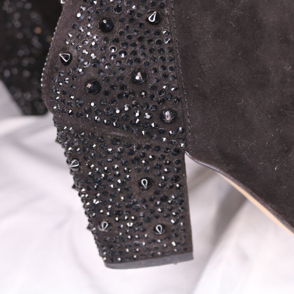 Zara Black Studded Embellished Block Heel Ankle Boots Booties Size 38 - Picture 12 of 14